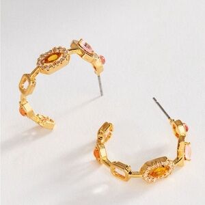 NWT Anthropologie Mixed Crystal Mauve Mini Hoop Earrings